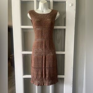 Peruvian Connection Brown Crochet Top/Tunic